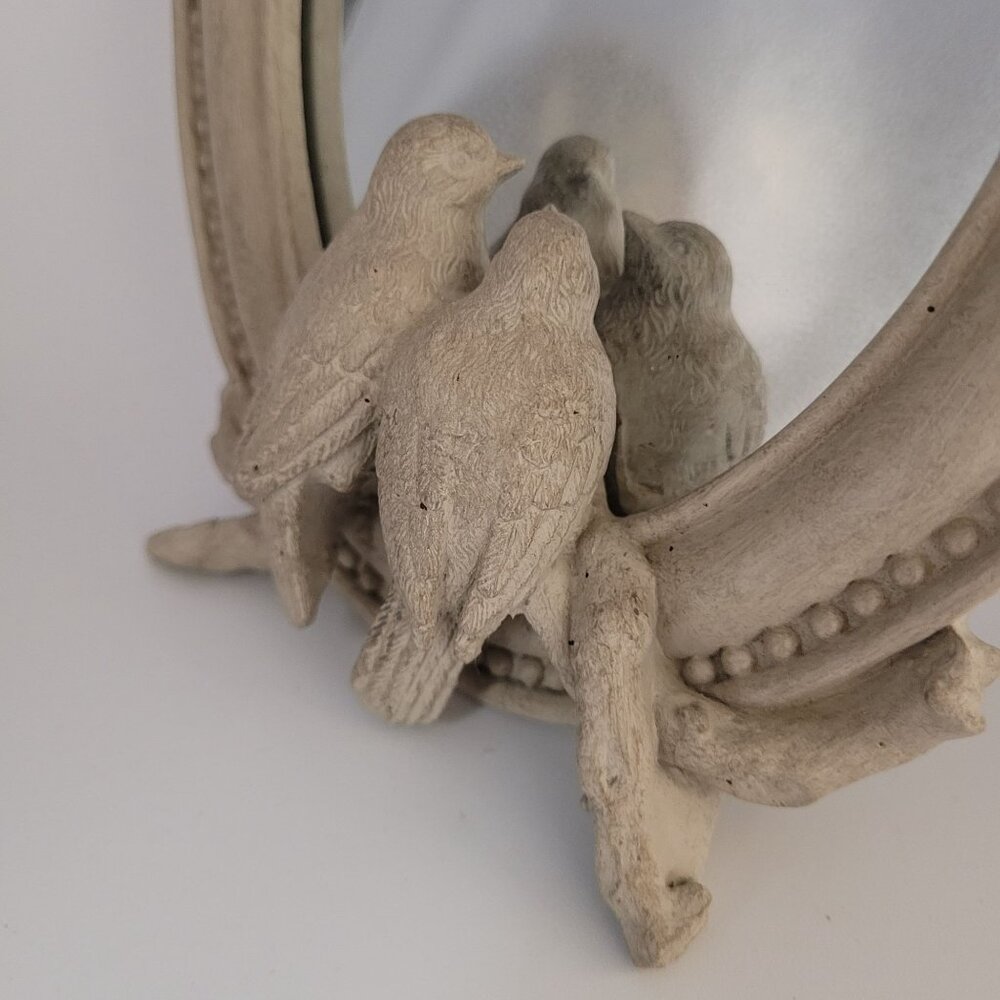 Raz Imports Distressed Birds Oval Resin Mirror Standing 8.5'' Gray New - Picture 6 of 11